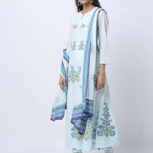 Long Boho Dress/ Tunic/ Kurta/ Cotton/ Fabric From India / Block Print/ Summer Dress/ Ethnic/ Handloom/ Handmade/ Thread Work/