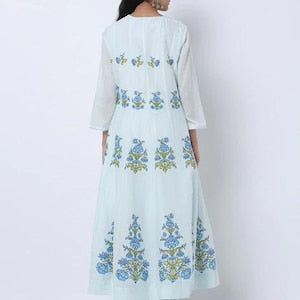 Long Boho Dress/ Tunic/ Kurta/ Cotton/ Fabric From India / Block Print/ Summer Dress/ Ethnic/ Handloom/ Handmade/ Thread Work/