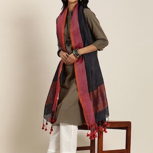 Handloom stoles/ shawl with natural dyes/Woven Embroidered from Kullu Himachal Pradesh/ India/ Ethnic/Zari Border/