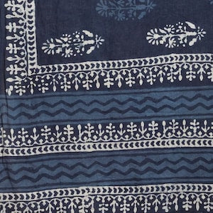 Women Indigo Hand Block Printed Sustainable Pure Cotton Dupatta