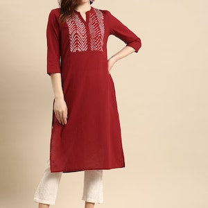 Linen Shirt Dress/ Linen Dress/ Long Shift Dress with Tucks/ Beautiful maroon colored long cotton kurta- tunic-dabu print-ethnic-Bollywood s