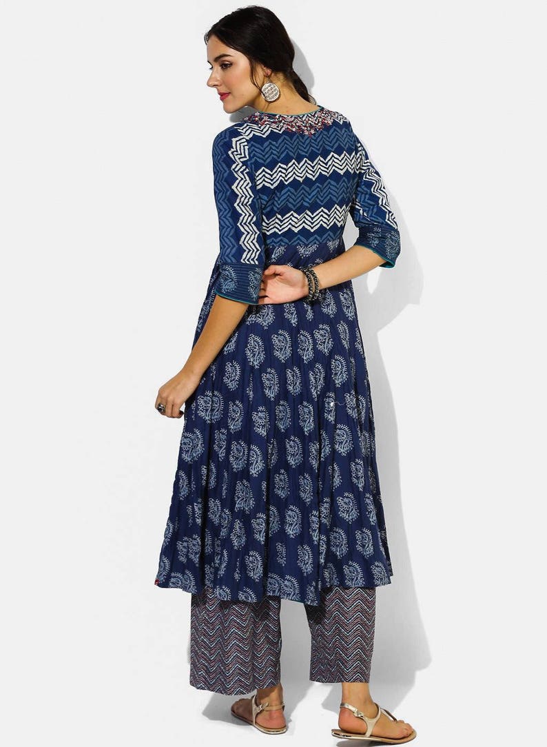 Cotton Kurta With Matching/Palazzo/Dupatta/Tunic/Long Dress/Batik/Block Print/Bollywood/Handmade/Bohemian/Traditional/India/Summer/Textiles/