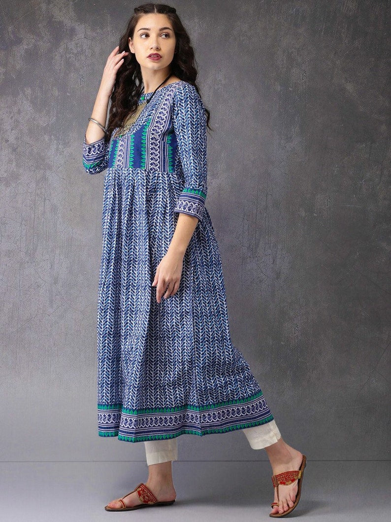 Ethnic Cotton Tunic/ Indian/ South Asian/Kurta/Long Boho Dress/ Long Summer Shirt/Kaftan/Ladies Tunic