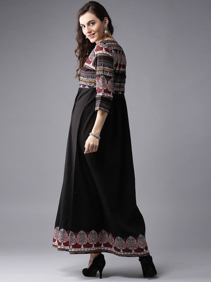 Beautiful cotton ethnic kurta with jacket /batik print/ long Tunic/India /Anarkali/ Bollywood/Summer Dress/ Long Dress