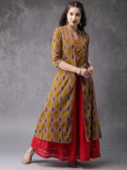 Kurta/ cotton/long kurta/ Anarkali/ Batik Printed A-Line Kurta/ India/ Long Dress/ Long Tunic/ Summer Wear/ Bollywood