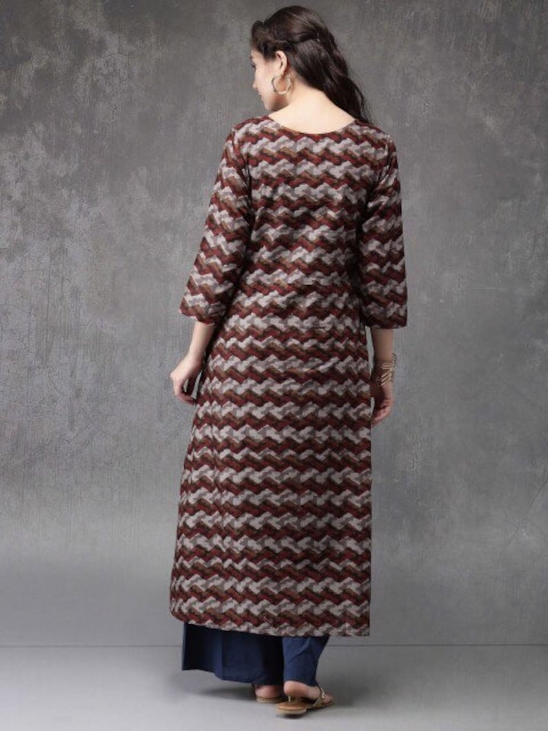 Ethnic Cotton Long Kurta/ Tunic/ Summer Wear Dress/ India/ Vintage /Batik Print/ Dabu Print/