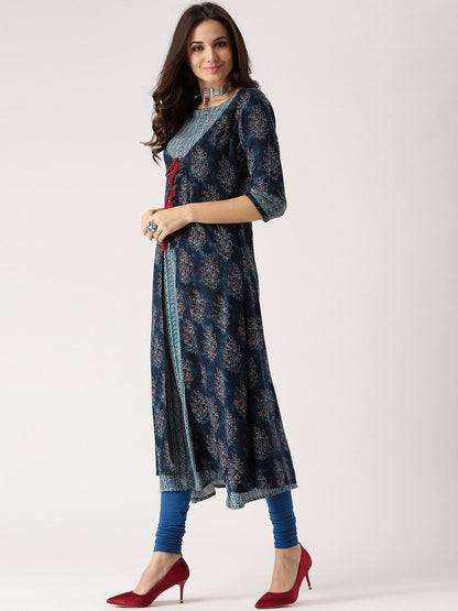 Long Dress/ Kurta with pant/Tunic/Long Dress Ethnic Jacket/Batik Print/Bollywood/Handmade/Tassel/Bohemian/Traditional/India/Summer/Textiles/