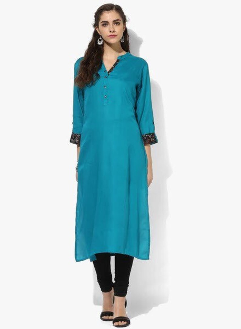 Ethnic Kurta/ Long straight Tunic/ Cotton/ Handmade/ India.