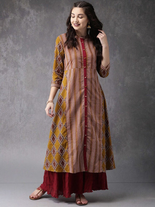 Long Bohemian Dress/ Long Ethnic Kurta/ Pure Cotton/ Fabric From India / Bollywood Style/Summer Wear/ Block Print/ Long Tunic/