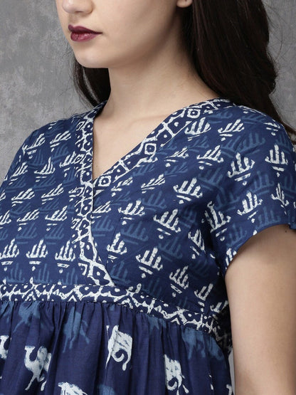 Ethnic Pure Cotton Batik Print Kurta/ Tunic/ Summer Wear/ India/