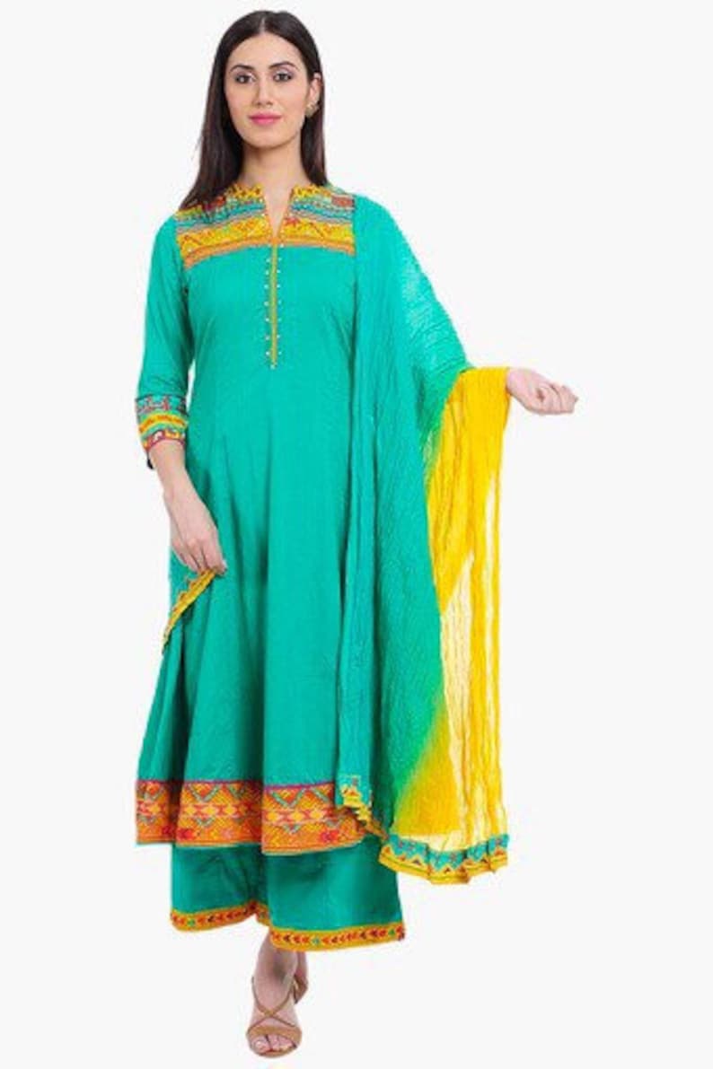 Ethnic Pure Cotton Kurta with Pant set/ Long Anarkali Kurta/ Tunic/ Summer Wear/ India/