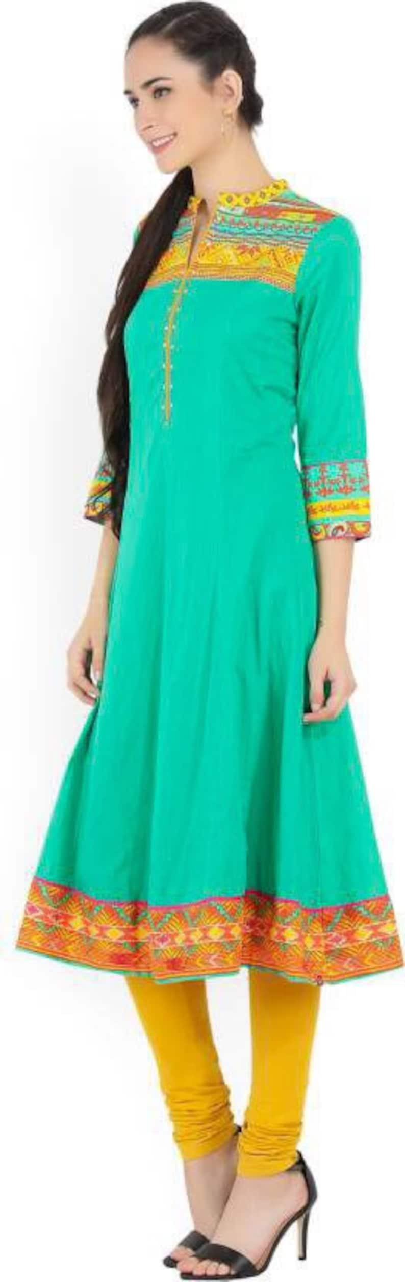 Ethnic Pure Cotton Kurta with Pant set/ Long Anarkali Kurta/ Tunic/ Summer Wear/ India/