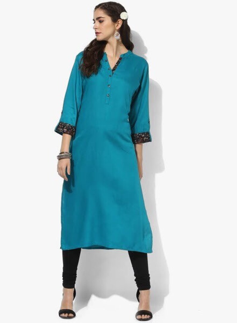 Ethnic Kurta/ Long straight Tunic/ Cotton/ Handmade/ India.