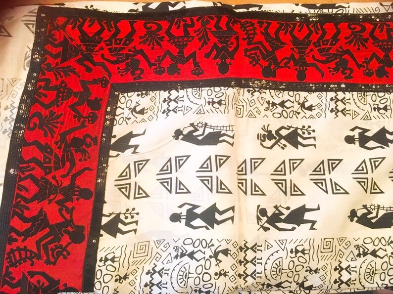 Warli Print Embroidered silk saree/ Bollywood/ Ethnic/ India/ Traditional/