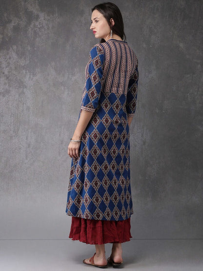 Ethnic cotton kurta with batik print / block print/Bollywood /Handmade/ Boho Style/ Traditional/ India/ Dabu Print/