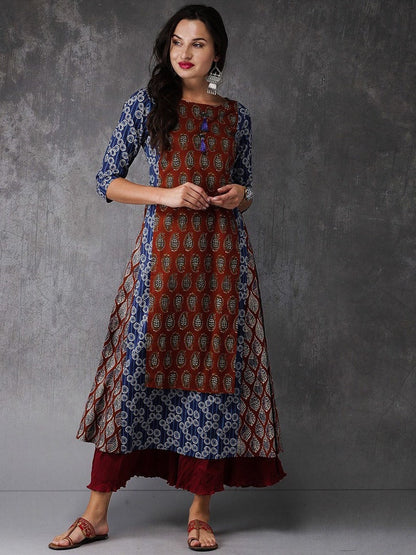 Kurta/Ethnic cotton Batik Print/Anarkali/ Embroidered/ Thread Work/Block Print / Bollywood / Long Tunic/ Summer Wear/ Bollywood/Handmade/