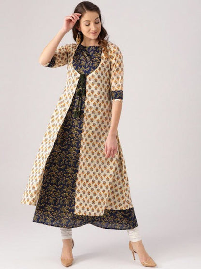 Ethnic cotton kurta/ long tunic/ long dress/ batik print/Bollywood/handmade/ traditional/Summer Wear/India/Vintage/ Block Print/