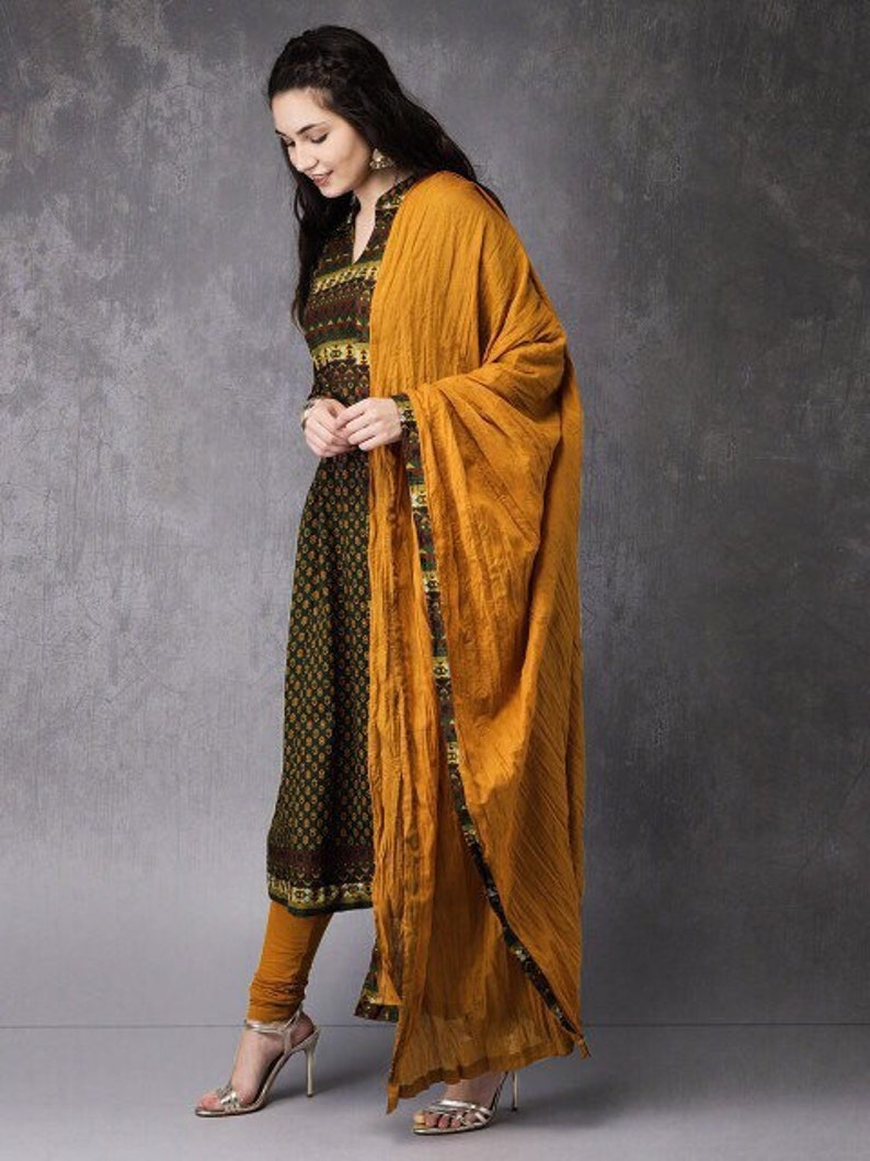 Ethnic Kurta Set/Dyes/Ethnic Cotton Suit Set/ Kurta/ Tunic / Churidar Pant with Dupatta/ Boho/Embroidered/ Bagru hand-block Print/