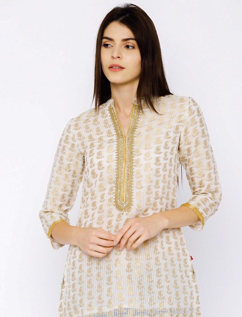 Ethnic palazzo pant and kurta set/ India/Bollywood/ cutwork/ embroidered/silk blend/ lace trim/ block print/handmade/