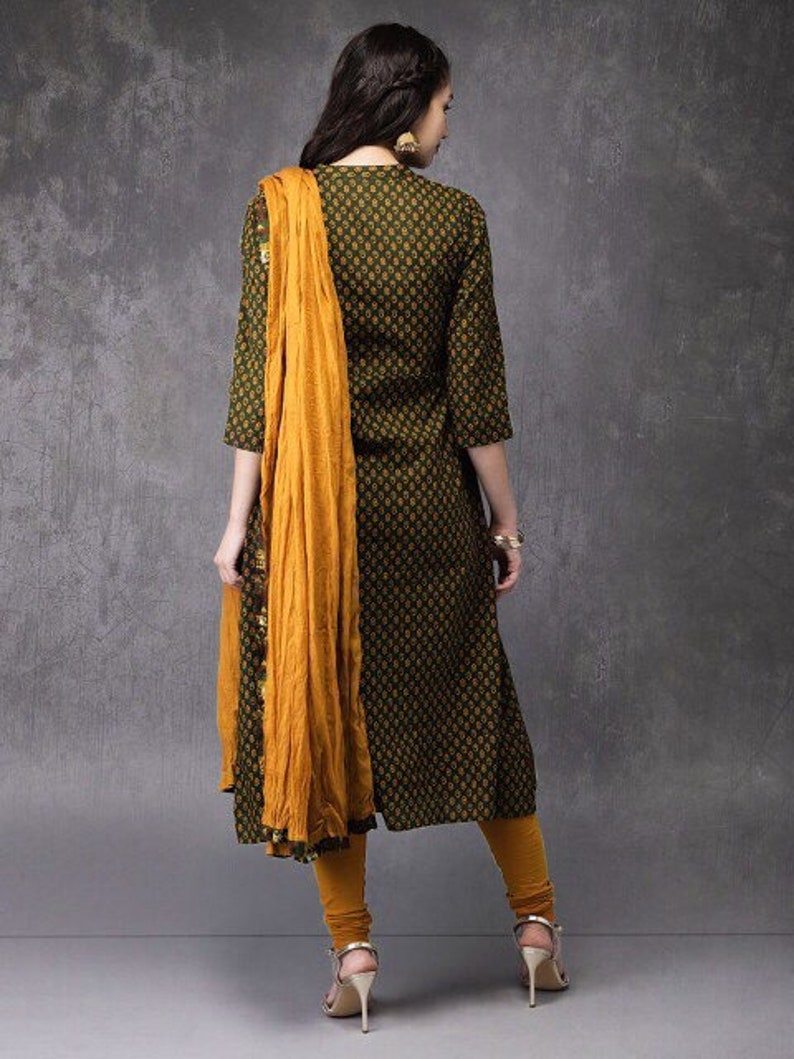 Ethnic Kurta Set/Dyes/Ethnic Cotton Suit Set/ Kurta/ Tunic / Churidar Pant with Dupatta/ Boho/Embroidered/ Bagru hand-block Print/