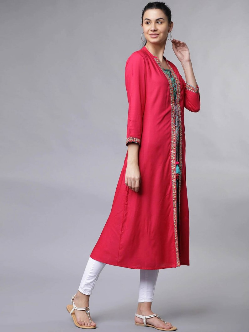 Cotton Layered Kurta /Tunic/Long Dress/Batik Print/Bollywood/Handmade/Tassel/Bohemian/Traditional/India/Summer/Textiles/