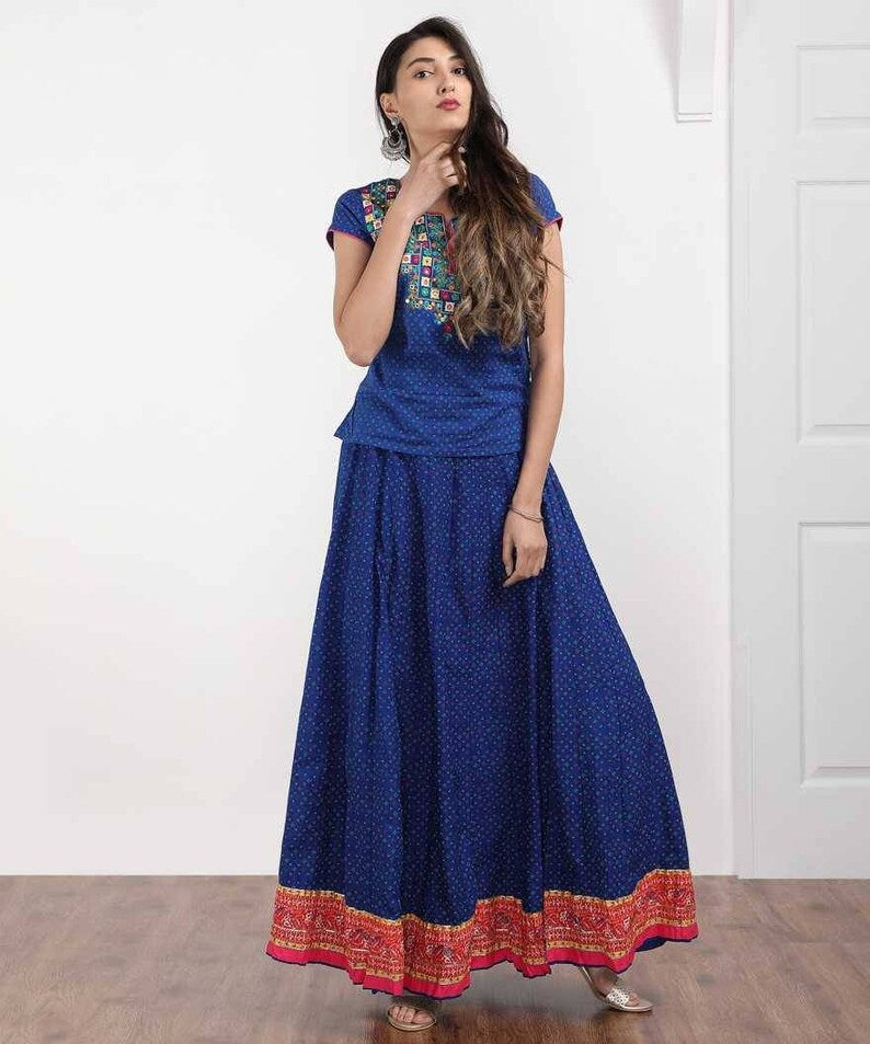 Cotton anarkali Boho skirt/Long skirt/ Dress/Bohemian/ Batik Print/Bollywood/Handmade/Tassel/Bohemian/Traditional/India/Summer/Textiles/