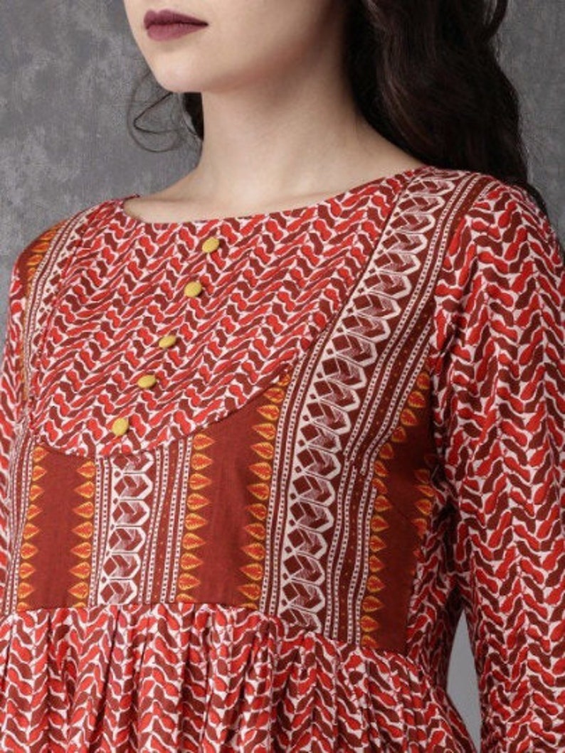 Ethnic Cotton Tunic/ Indian/ South Asian/Kurta/Long Boho Dress/ Long Summer Shirt/Kaftan/Ladies Tunic