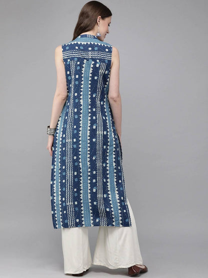 Indigo Kurta/Cotton/Summer Wear/Block Print / Bollywood / Long Tunic/ Summer Wear/ Long Shirt/ Bollywood/Batik/