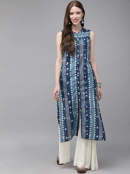 Indigo Kurta/Cotton/Summer Wear/Block Print / Bollywood / Long Tunic/ Summer Wear/ Long Shirt/ Bollywood/Batik/