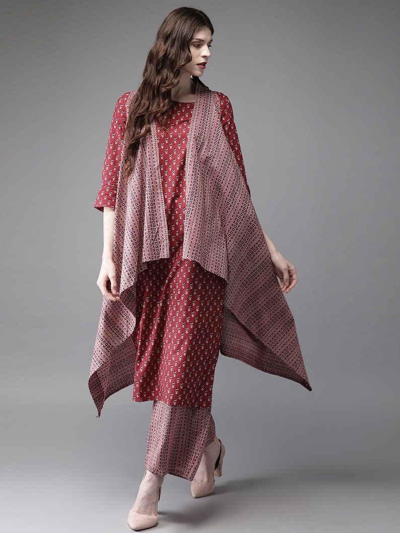 Pure Cotton Women Long Dress/ Ethnic Jacket/ Palazzo Pant/ Summer Wear/ Fusion Wear/ Ethnic Shrug Dress/ India/ Kurta