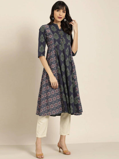 Women New!! Summer Festive Dress/ Tunic/Textured/ 100% Cotton/Double gauze Cotton/India/ Long Top/Ethnic Print Panelled A-Line Kurta