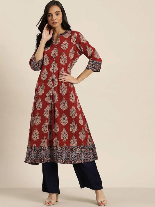 Double-layer linen cotton/ Summer Spring Fall Winter Block Print/Ethnic Dress/ Kurta/ Tunic/ Summer Wear/ India/Embroidered/Maxi Dress