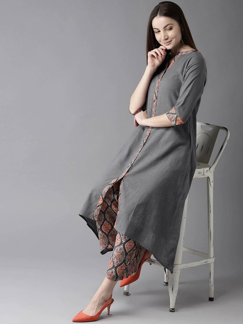 Ethnic Cotton Long Kurta Palazzo Set/ Tunic/ Summer Wear/ Block Print/ Bohemian Style/ India/Bohemian/ Block Print/ India/