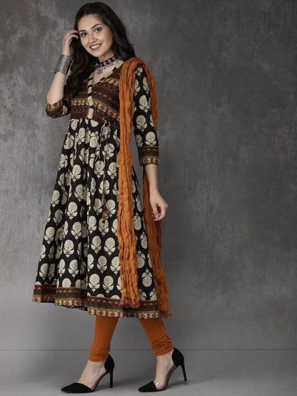 Ethnic Kurta Set/Dyes/Ethnic Cotton Suit Set/ Kurta/ Tunic / Churidar Pant with Dupatta/ Boho/Embroidered/ Bagru hand-block Print/