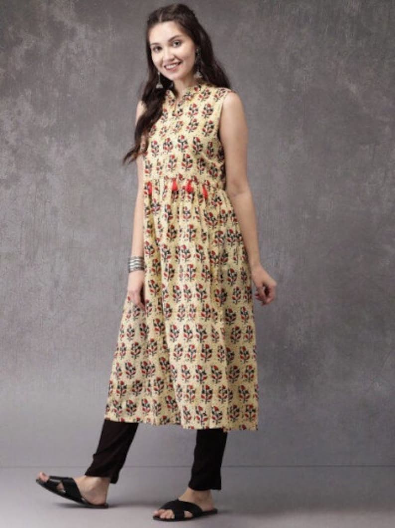 Kurta/ Ethnic Kurta/cotton/ Embroidered/Block Print / Bollywood / Long Tunic/ Summer Wear/ Bollywood/Batik/