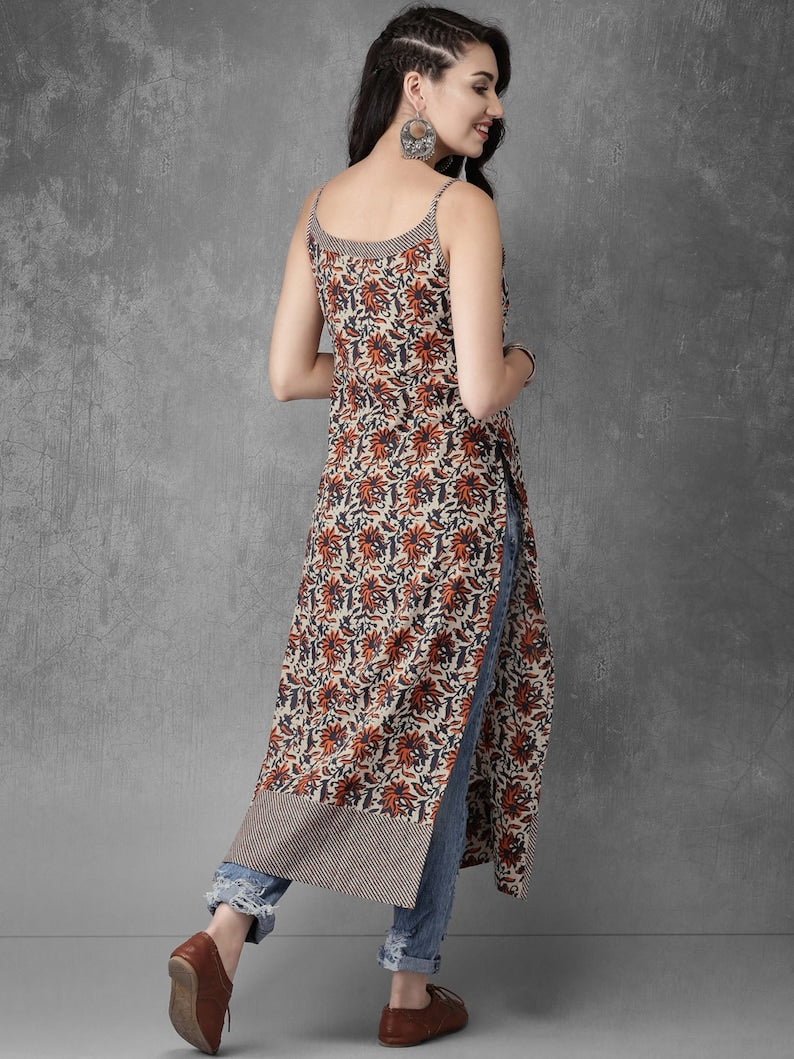 Ethnic Cotton Kurta/ Tunic/ Summer Wear/ Beach Dress/ Batik Print/ India/