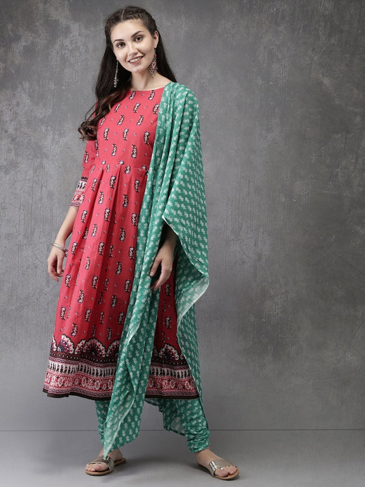 Cotton Kurta With Matching Pant Dupatta /Long Tunic/Dress/Batik/Print/Bollywood/Handmade/Ethnic Bohemian/Traditional/India/Summer/Textiles/
