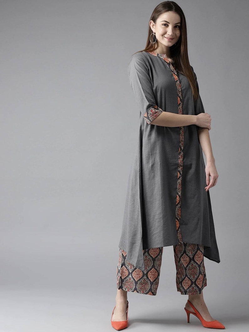 Ethnic Cotton Long Kurta Palazzo Set/ Tunic/ Summer Wear/ Block Print/ Bohemian Style/ India/Bohemian/ Block Print/ India/