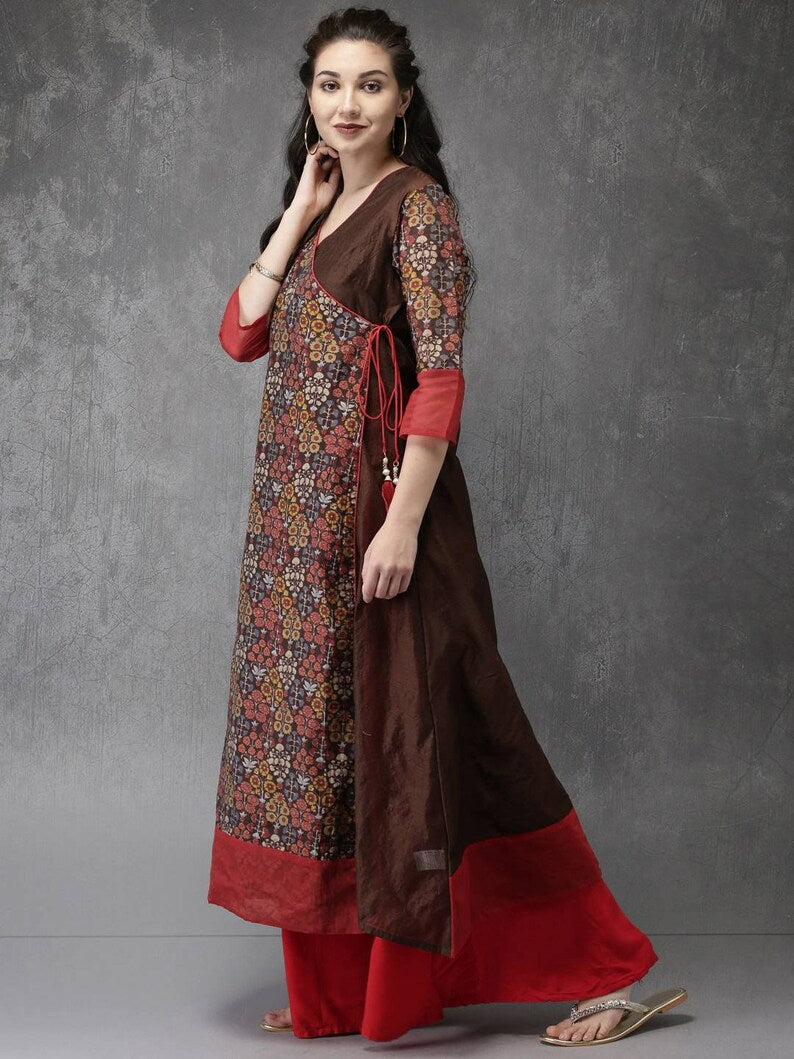 Ethnic cotton kurta/ long dress/ tunic/ block print/ india/