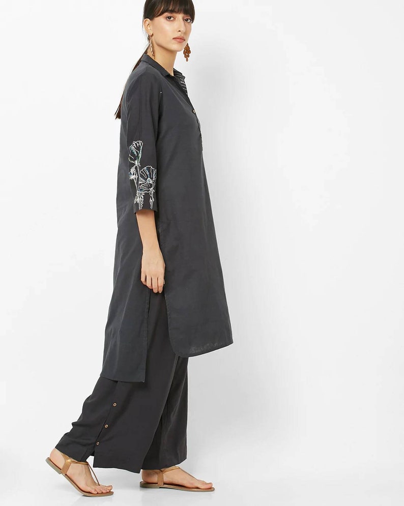 Cotton Kurta with palazzo pant /Tunic/Long Dress/Batik Print/Bollywood/Handmade/Tassel/Bohemian/Traditional/India/Summer/Textiles/