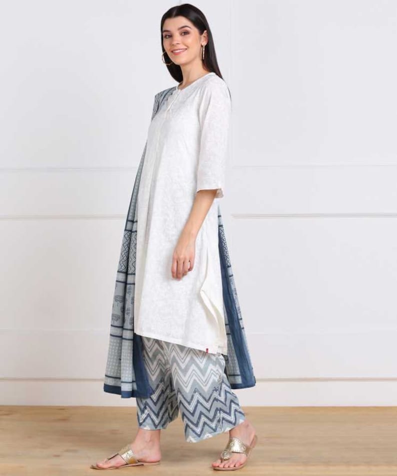 Long Linen Dress/Organic Cotton/Long Tunic/Pocket Shirt Dress/Summer/Kurta with Palazzo/Ethnic.