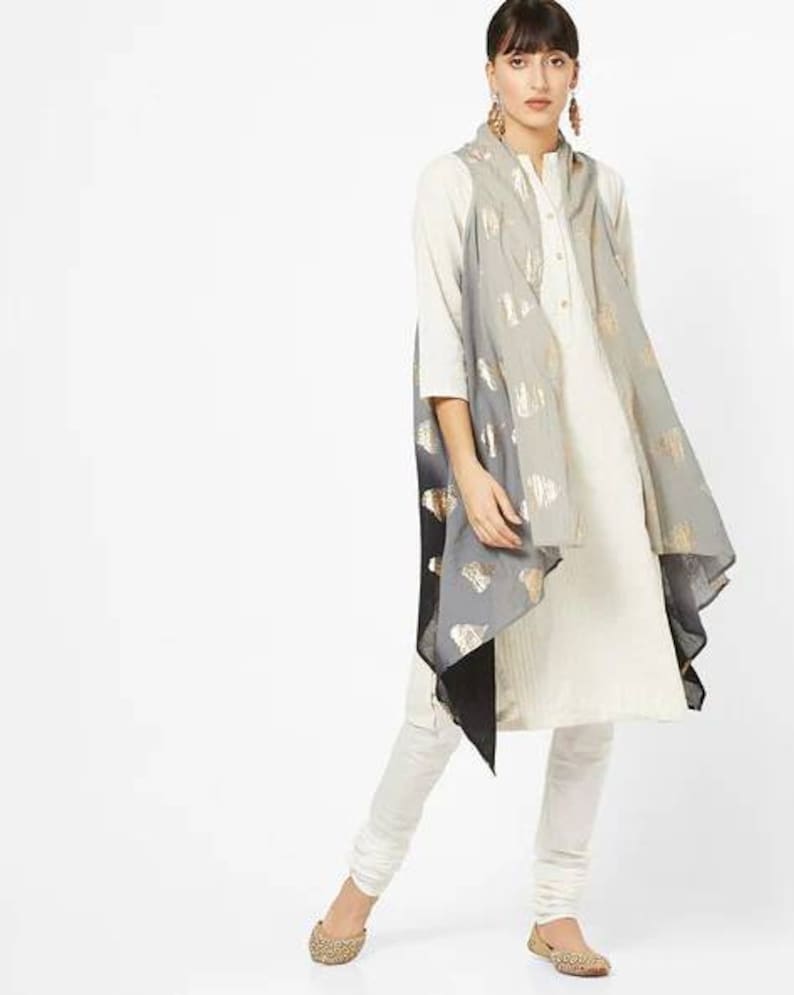 Cotton Silk Kurta/Thread Work/Embroidered /Cotton Chanderi Silk Ethnic kurta with Pant /Long/Dress Tunic/India/Bohemian/Long Linen Dress