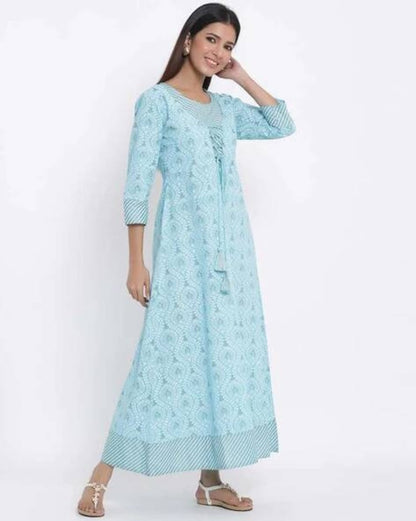 Ethnic cotton kurta/ long tunic/ long dress/ batik print/Bollywood/handmade/ traditional/Summer Wear/India/Vintage/ Block Print/