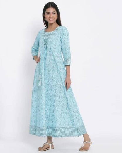 Ethnic cotton kurta/ long tunic/ long dress/ batik print/Bollywood/handmade/ traditional/Summer Wear/India/Vintage/ Block Print/