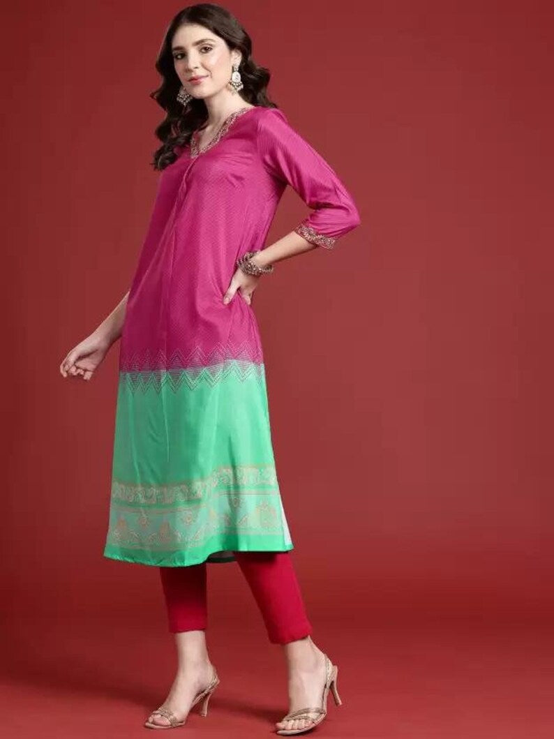 Ethnic handmade cotton silk blend kurta/ batik print/cotton/Tunic/Festive Collection/