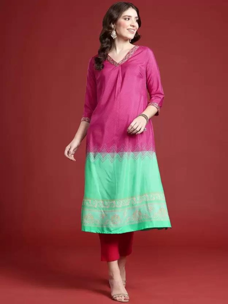 Ethnic handmade cotton silk blend kurta/ batik print/cotton/Tunic/Festive Collection/