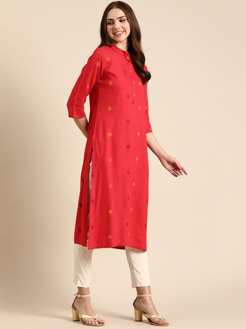 Ethnic Cotton Kurta/ Summer/ Embroidered/ Thread Work/ Mandarin Collar Kurta/Summer