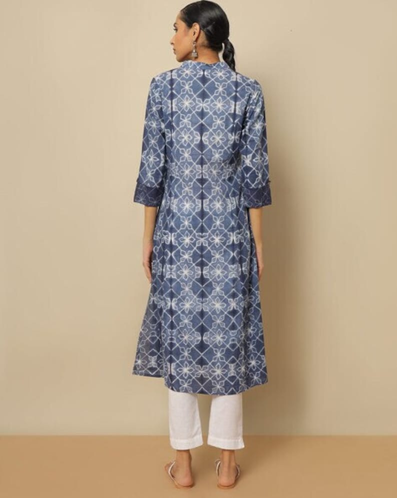 Summer Cotton Kurta / Embroidered/ Thread Work/Block Print / Tassel/ Bollywood / Long Tunic/ Summer Wear/ Bollywood/Batik Print/ Handmade