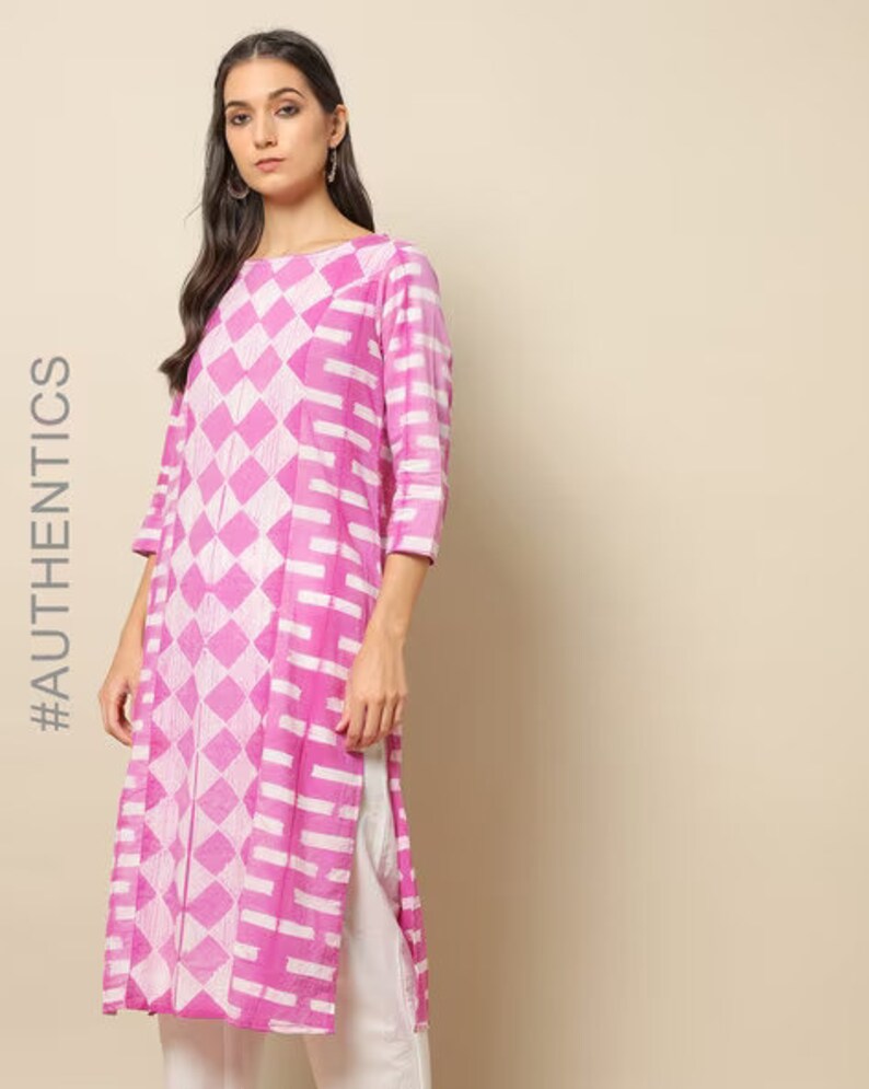 SHIBORI Dyed Kurta/ Dabu Print/ Organic Cotton/ Linen kurta/ Handblock