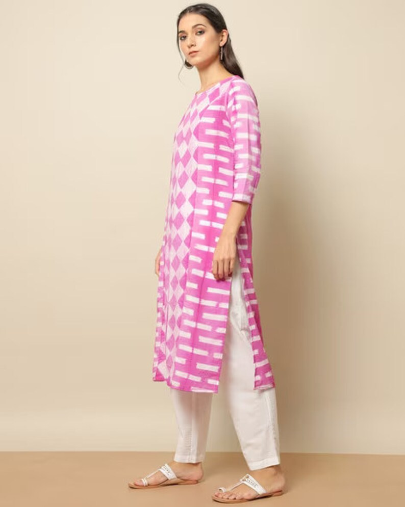 SHIBORI Dyed Kurta/ Dabu Print/ Organic Cotton/ Linen kurta/ Handblock